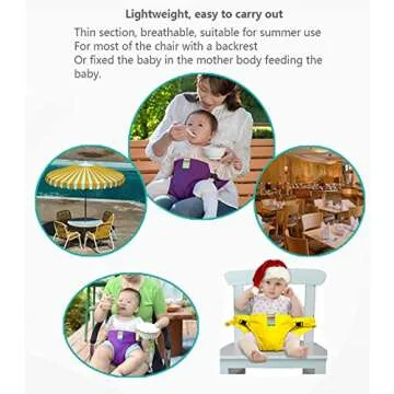 The Washable Portable Travel High Chair Booster Baby Seat with Straps Toddler Safety Harness Baby Feeding The Strap (6 Color) (Black)