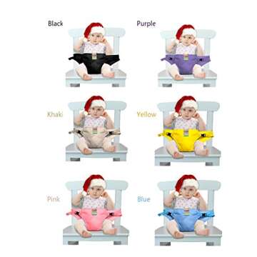 The Washable Portable Travel High Chair Booster Baby Seat with Straps Toddler Safety Harness Baby Feeding The Strap (6 Color) (Black)