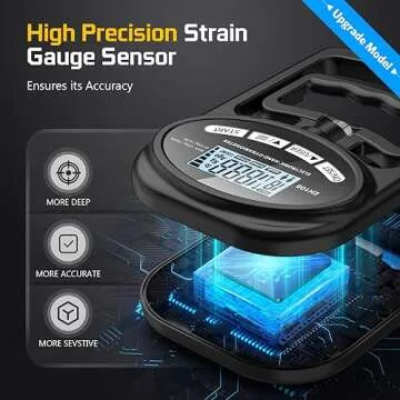 Hand Dynamometer Grip Strength Trainer - Electronic Hand Grip Strength Tester Forearm Strengthener Exerciser Digital Training Gauge 265 Lbs 120 Kgs for Sport Home School Use