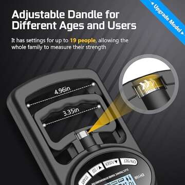 Hand Dynamometer Grip Strength Trainer - Electronic Hand Grip Strength Tester Forearm Strengthener Exerciser Digital Training Gauge 265 Lbs 120 Kgs for Sport Home School Use