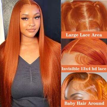 Ginger Orange Lace Front Straight Wigs Human Hair 13x4 HD Frontal Wigs 150% Density Pre Plucked With Baby Hair Ginger wigs for black women colored Wigs for Daily Party Use