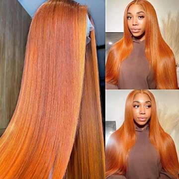 Ginger Orange Lace Front Straight Wigs Human Hair 13x4 HD Frontal Wigs 150% Density Pre Plucked With Baby Hair Ginger wigs for black women colored Wigs for Daily Party Use