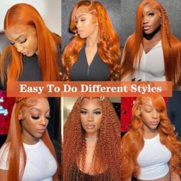 Ginger Orange Lace Front Straight Wigs Human Hair 13x4 HD Frontal Wigs 150% Density Pre Plucked With Baby Hair Ginger wigs for black women colored Wigs for Daily Party Use