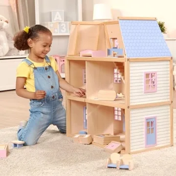 Melissa & Doug Wooden Multi-Level Dollhouse with Furniture