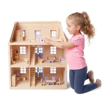 Melissa & Doug Wooden Multi-Level Dollhouse with Furniture