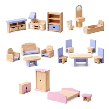 Melissa & Doug Wooden Multi-Level Dollhouse with Furniture