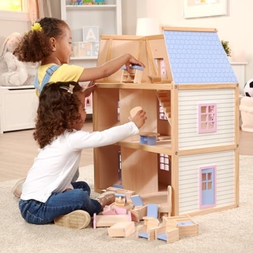 Melissa & Doug Wooden Multi-Level Dollhouse with Furniture