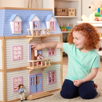 Melissa & Doug Wooden Multi-Level Dollhouse with Furniture