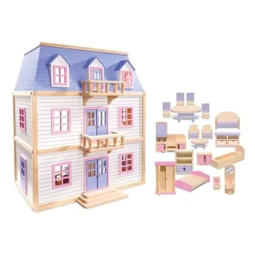 Melissa & Doug Wooden Multi-Level Dollhouse with Furniture