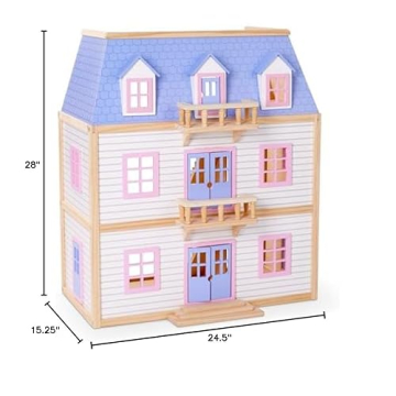 Melissa & Doug Wooden Multi-Level Dollhouse with Furniture