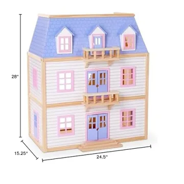 Melissa & Doug Wooden Multi-Level Dollhouse with Furniture