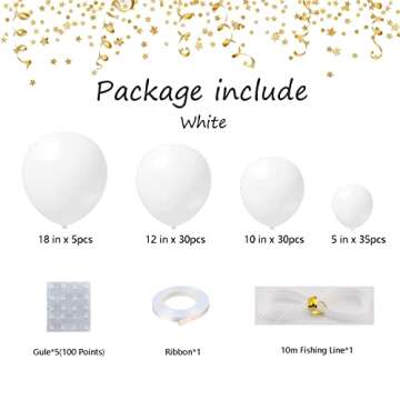 100pcs White Balloon Garland Arch Kit – Ideal for Parties & Celebrations
