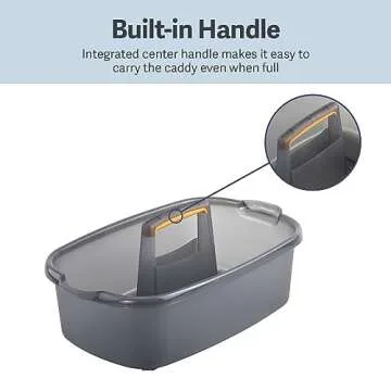 Casabella Plastic Multipurpose Cleaning Storage Caddy with Handle, 1.85 Gallon, Gray and Orange