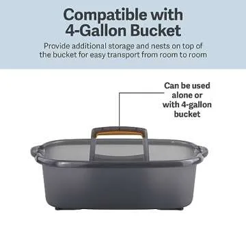 Casabella Plastic Multipurpose Cleaning Storage Caddy with Handle, 1.85 Gallon, Gray and Orange