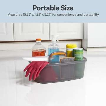 Casabella Plastic Multipurpose Cleaning Storage Caddy with Handle, 1.85 Gallon, Gray and Orange