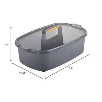 Casabella Plastic Multipurpose Cleaning Storage Caddy with Handle, 1.85 Gallon, Gray and Orange