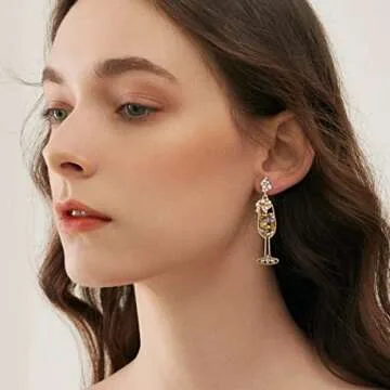 Champagne Bottle Drop Earrings Set – Cute & Stylish Jewelry