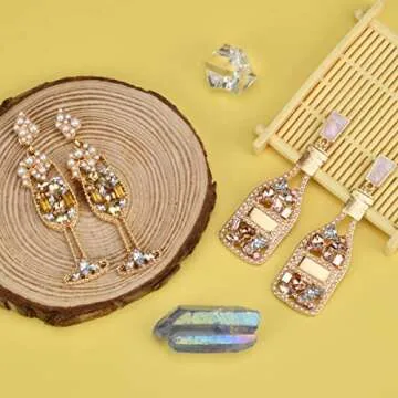 Champagne Bottle Drop Earrings Set – Cute & Stylish Jewelry