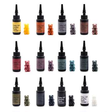 DIYcraft Colored UV Resin - 24Colors (M-24Colors) UV Light Curing Ultraviolet Cure Resin Glue for Small UV Resin Molds, Jewelry Making - Earrings,Rings,Keychains - 0.35 oz/10ml Each
