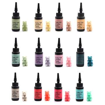 DIYcraft Colored UV Resin - 24Colors (M-24Colors) UV Light Curing Ultraviolet Cure Resin Glue for Small UV Resin Molds, Jewelry Making - Earrings,Rings,Keychains - 0.35 oz/10ml Each