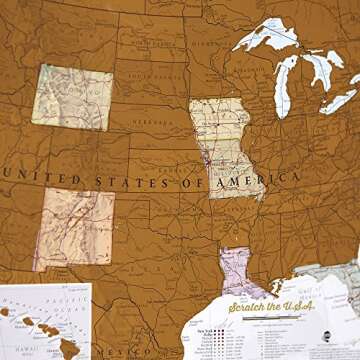 Maps International Scratch Off Map of the United States - USA Wall Map - Scratch Off - Detailed cartography - US States - National Parks