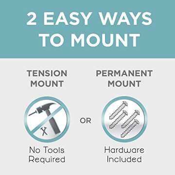 Zenna Home Rustproof Double Shower Curtain Rod, Adjustable 44 to 72 Inches, Chrome, Tool-Free Tension or Permanent Mount Installation, Extra Space for Liners and Curtains