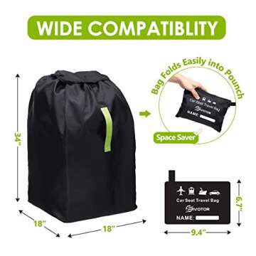 EIVOTOR Durable Car Seat Travel Bag, Gate Check Bag for Baby Car Seats & Booster Seats, Easy Carry Gate Check Bag for Airport, Foldable with Pouch, Padded Straps