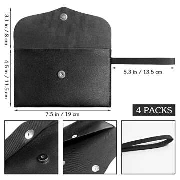 4 Packs Cash Envelope Wallet Money Bag Pouch Budget Binder PU Leather Money Bag Budget Envelope Money Organizer Purse, 7.5x4.5 inches