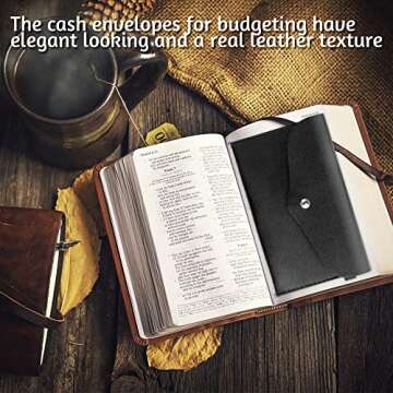 4 Packs Cash Envelope Wallet Money Bag Pouch Budget Binder PU Leather Money Bag Budget Envelope Money Organizer Purse, 7.5x4.5 inches