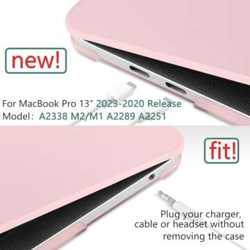 DONGKE for MacBook Pro 13 inch Case 2023 2022 2021 2020 Release Model: A2338 M2/M1 A2289 A2251 with Touch Bar & Touch ID, Frosted Matte Plastic Hard Shell Case & Keyboard Cover, Solid Pink