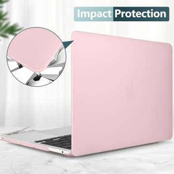 DONGKE for MacBook Pro 13 inch Case 2023 2022 2021 2020 Release Model: A2338 M2/M1 A2289 A2251 with Touch Bar & Touch ID, Frosted Matte Plastic Hard Shell Case & Keyboard Cover, Solid Pink