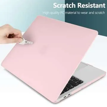 DONGKE for MacBook Pro 13 inch Case 2023 2022 2021 2020 Release Model: A2338 M2/M1 A2289 A2251 with Touch Bar & Touch ID, Frosted Matte Plastic Hard Shell Case & Keyboard Cover, Solid Pink
