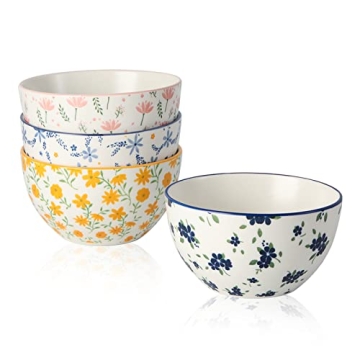 Ceramic Bowls Set - Colorful Floral Snack Bowls Set