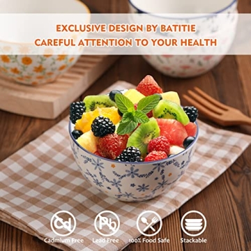 Ceramic Bowls Set - Colorful Floral Snack Bowls Set