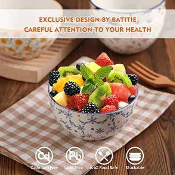Ceramic Bowls Set - Colorful Floral Snack Bowls Set