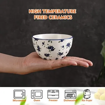 Ceramic Bowls Set - Colorful Floral Snack Bowls Set
