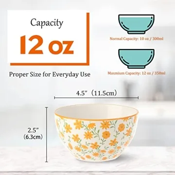 Ceramic Bowls Set - Colorful Floral Snack Bowls Set