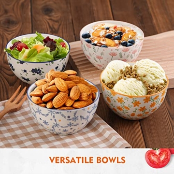 Ceramic Bowls Set - Colorful Floral Snack Bowls Set