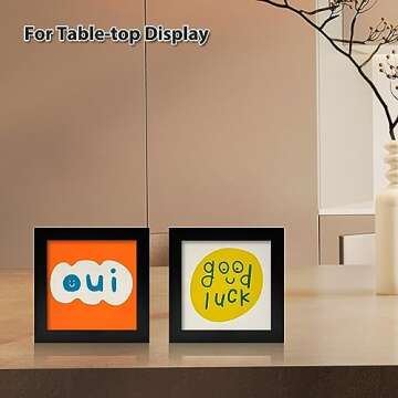 KINLINK 4x4 Picture Frame Black Set of 4, Wooden Square Photo Frames with Plexiglass for 4x4 without Mat for Table and Wall Display