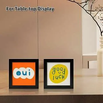 KINLINK 4x4 Picture Frame Black Set of 4, Wooden Square Photo Frames with Plexiglass for 4x4 without Mat for Table and Wall Display