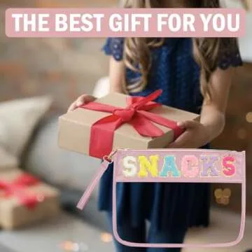 Siwara Snack Bags Clear Pouch for Travel Bag Nylon Clear Cosmetic Bag Makeup Waterproof Bag Portable Glitter Snacks Makeup Beach Pouch Toiletry Bag for Women Girls (Pink-Snacks)