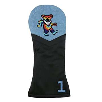 Dancing Bear Tie Dye Needlepoint Driver Headcover in Light Blue by Smathers & Branson