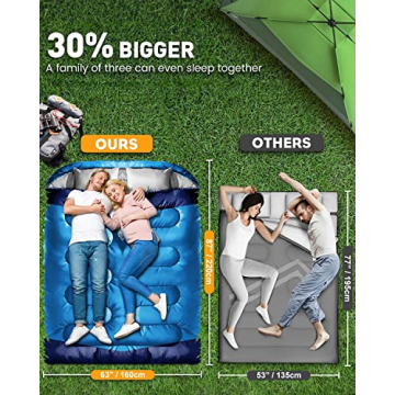 Double XL Sleeping Bag for Couples with Pillow, Outdoor Adventure
