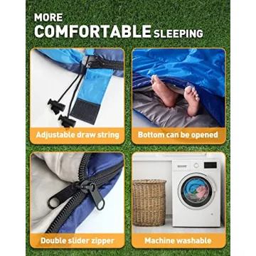 Double XL Sleeping Bag for Couples with Pillow, Outdoor Adventure