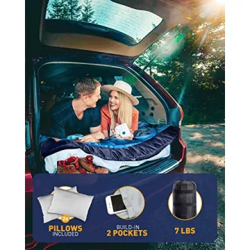Double XL Sleeping Bag for Couples with Pillow, Outdoor Adventure