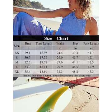 Ugerlov Women's Two Piece Summer Sets Ribbed Tank Crop Top Wide Leg Pants 2 Piece Outfits Matching Lounge Sets Tracksuit, Pink S