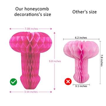 Bachelorette Party Decorations, 6 Pack Centerpiece Honeycomb Poms for Bridal Shower Backdrop Wedding Engagement Party Favor Supplies (Rose)