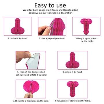 Bachelorette Party Decorations, 6 Pack Centerpiece Honeycomb Poms for Bridal Shower Backdrop Wedding Engagement Party Favor Supplies (Rose)