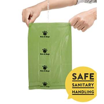 Poop Bags, Environment Friendly Pets N Bags Dog Waste Bags, Biodegradable, Refill Rolls, Includes Dispenser (16 Rolls / 240 Count)