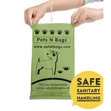 Poop Bags, Environment Friendly Pets N Bags Dog Waste Bags, Biodegradable, Refill Rolls, Includes Dispenser (16 Rolls / 240 Count)